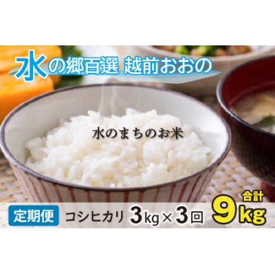【令和7年産】【3ヶ月定期便】こしひかり 3kg×3回 計9kg【白米】「エコファーマー米」