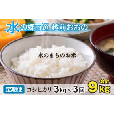 【令和7年産】【3ヶ月定期便】こしひかり 3kg×3回 計9kg【白米】「エコファーマー米」