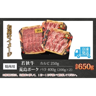 【福井のブランド牛肉&ブランド豚肉】若狭牛と荒島ポーク 焼き肉セット 650g 