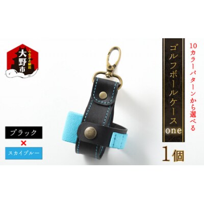 【10色(コンビ)から選べる】ゴルフボールケース”one”【ブラックベース・スカイブルー】
