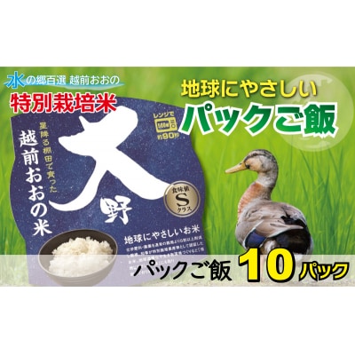 地球にやさしいパックご飯 10食入り【白米】 「特別栽培米」-地球にやさしいお米-