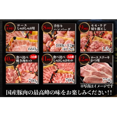 【肉の定期便×12回コース】肉好き大集合!臭みゼロの豚肉「荒島ポーク」食べ比べ 定期便!