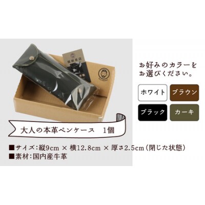 使い込んで育てる「大人の本革ペンケース」【カーキ】