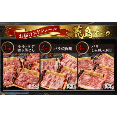 【肉の定期便×6回コース】肉好き大集合!国産豚肉「荒島ポーク」食べ比べ 定期便!