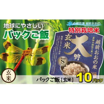 地球にやさしいパックご飯 10食入り【玄米】　減農薬・減化学肥料 「特別栽培米」-地球にやさしいお米