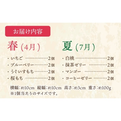 お菓子のひろせ「季節の生どら焼き定期便」春(4月)夏(7月)秋(10月)冬(12月)8個ずつ計32個