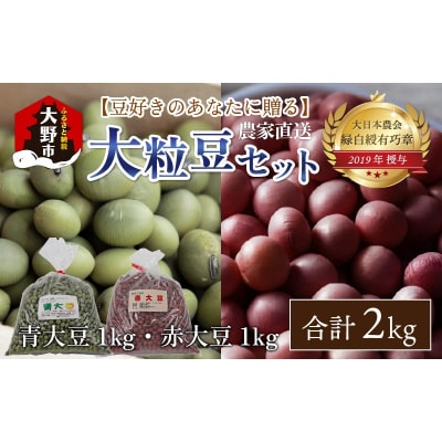青大豆 赤大豆 厳選大粒豆セット 計2kg