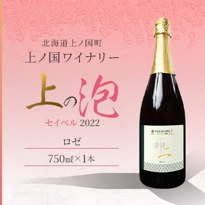 北海道産 上ノ国ワイナリー「上の泡 セイベル ロゼ スパークリング 2022」 750ml×1本