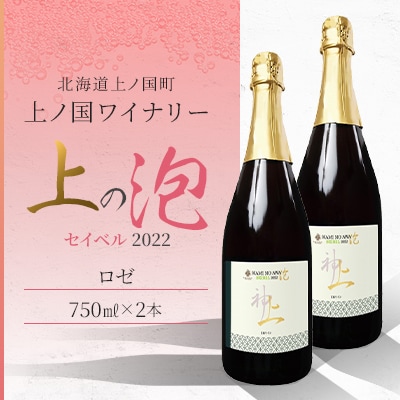 北海道産 上ノ国ワイナリー「上の泡 セイベル ロゼ スパークリング 2022」 750ml×2本