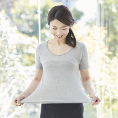 着る岩盤浴BSファイン　スタンダード半袖シャツ【Mサイズ/グレー】