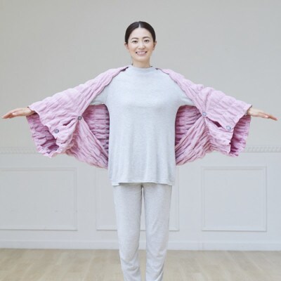 着る岩盤浴BSファイン　ふわふわレムケット肩掛け　ピンク