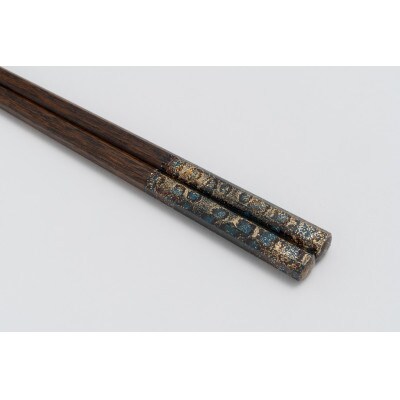 漆天目蒔絵　御箸「光彩」(こうさい)青系統24cm六角形×1膳
