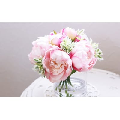 水換え不要!!ピオニー(芍薬)の花瓶に入った花束:pink