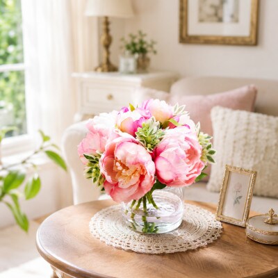 飾るだけで華やぐ!芍薬のガラスアレンジ(光触媒加工)Pink