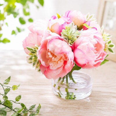 飾るだけで華やぐ!芍薬のガラスアレンジ(光触媒加工)Pink