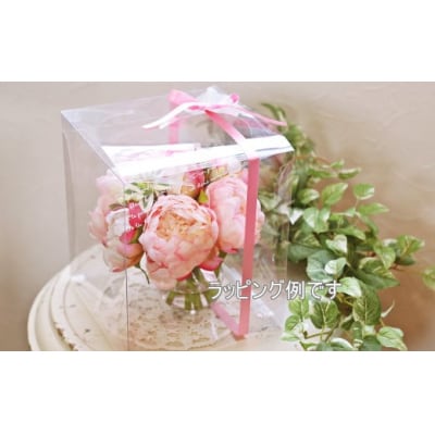水換え不要!!ピオニー(芍薬)の花瓶に入った花束:pink