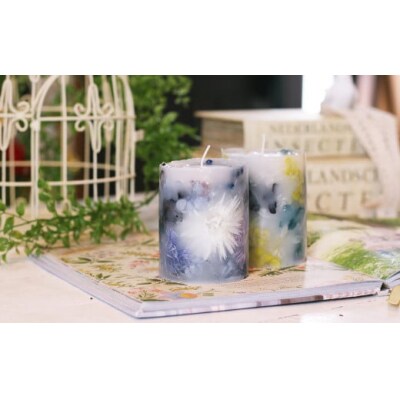 フラワー教室 手作りボタニカルキャンドル体験とお花がいっぱいのアトリエで記念撮影