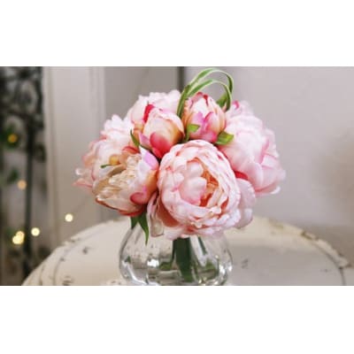 水換え不要!!ピオニー(芍薬)の花瓶に入った花束:Pink【1色】