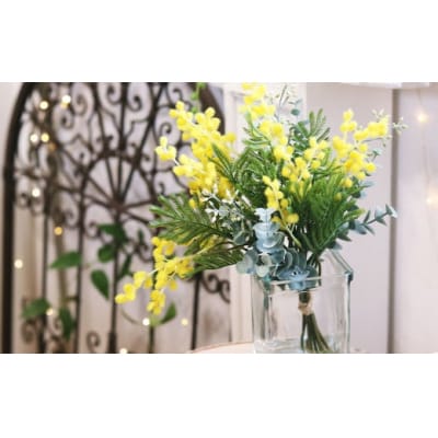 水換え不要!! 「ミモザとユーカリ」花瓶とセットの花束 マジカルウォーター