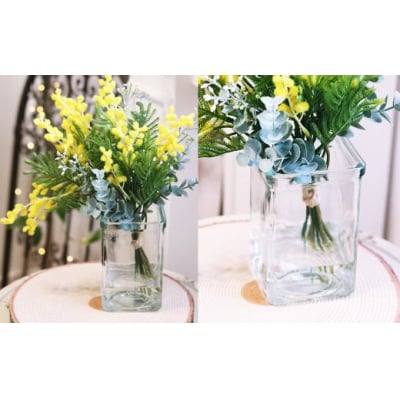 水換え不要!! 「ミモザとユーカリ」花瓶とセットの花束 マジカルウォーター