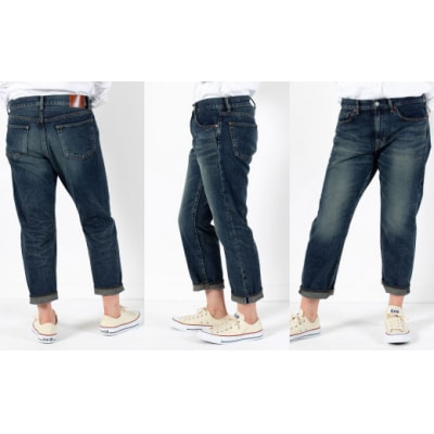 【SSサイズ/ブルー】甘織デニムボーイフレンドアンクル丈パンツ 73388 