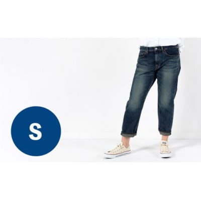 【Sサイズ/ブルー】甘織デニムボーイフレンドアンクル丈パンツ 73388 