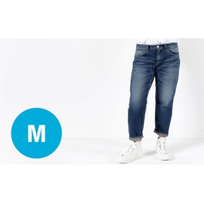 【Mサイズ/ミディアムブルー】甘織デニムボーイフレンドアンクル丈パンツ 73388 