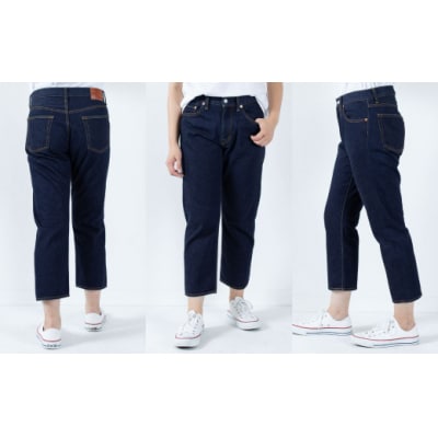 【SSサイズ】甘織デニムボーイフレンドアンクル丈パンツ 73388 DEEPBLUEワンウォッシュ