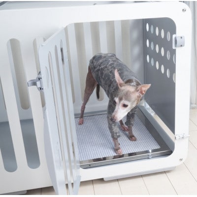 アルミ製犬用ケージ 高級ペットサークル「i100」基本セット【ホワイト×ライトグレー】