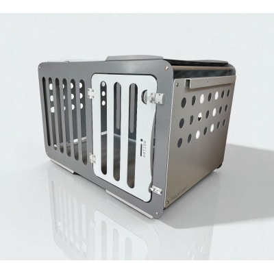 アルミ製犬用ケージ 高級ペットサークル「i100」天版キャスター付き【ダークグレー×ライトグレー】