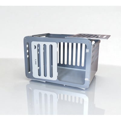 アルミ製犬用ケージ 高級ペットサークル「i100」天版キャスター付き【ダークグレー×ライトグレー】