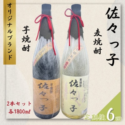 【毎月定期便】【酒のタナカ オリジナル】ふるさとの焼酎 佐々っ子 麦・芋セット 各1.8L全6回