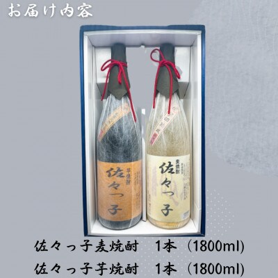 【毎月定期便】【酒のタナカ オリジナル】ふるさとの焼酎 佐々っ子 麦・芋セット 各1.8L全12回