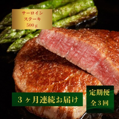 【発送月固定定期便】【極厚】長崎和牛サーロインステーキ500g(250g×2)黒牛(佐々町)全3回