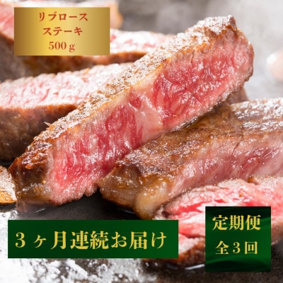 【発送月固定定期便】【霜降り】長崎和牛リブロースステーキ500g(250g×2枚)(佐々町)全3回