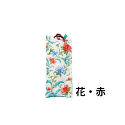 [53657080]姫路革細工 メガネケース「花・赤」