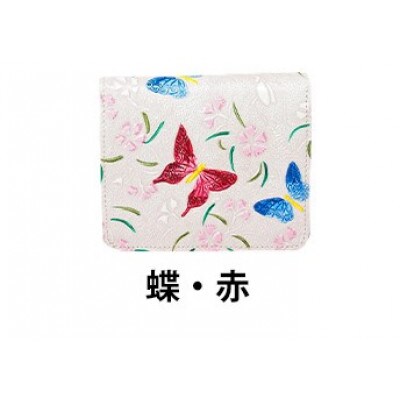 [53657113]姫路革細工 BOX小銭入付 札入「蝶・赤」