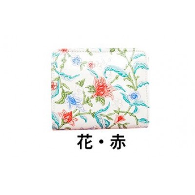 [53657114]姫路革細工 BOX小銭入付 札入「花・赤」