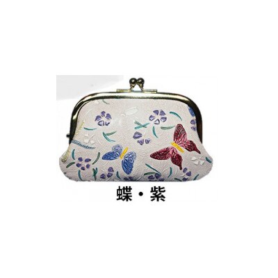 [53657273]姫路革細工 親子がま口「蝶・紫」