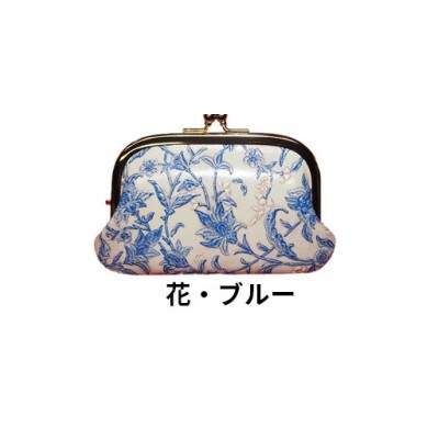 [53657276]姫路革細工 親子がま口「花・ブルー」