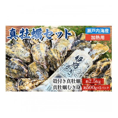 牡蠣 セット 殻付き 約2.5kg + 大粒 むき身 約500g 加熱用[53650003]