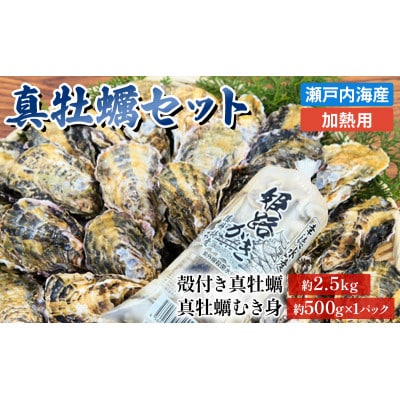 牡蠣 セット 殻付き 約2.5kg + 大粒 むき身 約500g 加熱用[53650003]