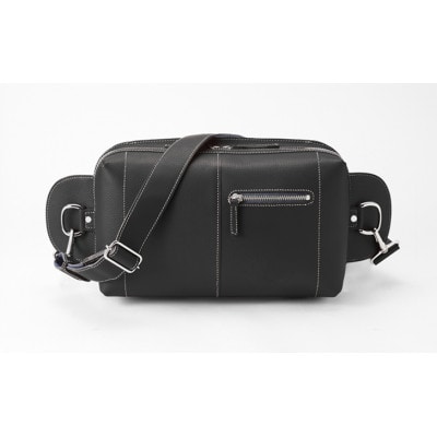 0705 A5サイズのタブレットが入る本革ボディバッグ ブラック[53656187]