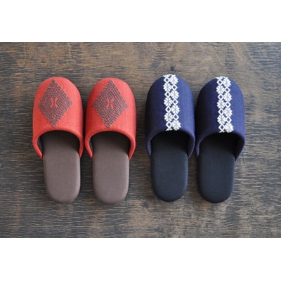 津軽こぎん刺し　ペアスリッパ[No.5228-0183]
