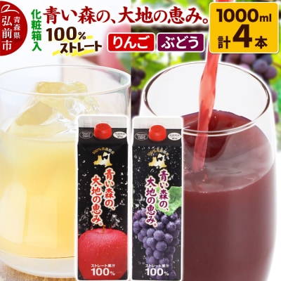 ストレートジュース 詰め合わせセット 1000ml×各2本 化粧箱入り|24_bny-050101