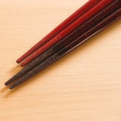 津軽塗 夫婦箸 菜の華めじゃ 七々子塗 黒(大)・赤(中)|24_tnk-130101