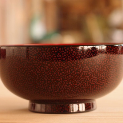 津軽塗 汁椀【七々子塗 黒(赤種)】|24_tnk-280101a