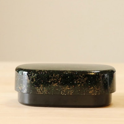 津軽塗 弁当箱(唐塗 貝蒔 黒)|24_tnk-290101b