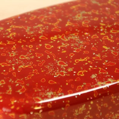 津軽塗 弁当箱(唐塗 貝蒔 赤々)|24_tnk-290101c