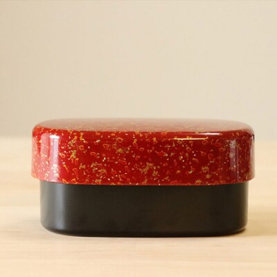 津軽塗 弁当箱(唐塗 貝蒔 赤々)|24_tnk-290101c